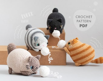 Modèle au crochet chat ronronnant, jouet sensoriel vibrant lalylala - modèle au crochet pour animal fidget, jouet au crochet interactif moteur