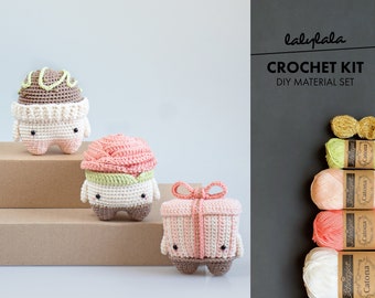 Crochet Set lalylala Saisons SAINT-VALENTIN Amigurumi DIY • Praline Fleur Rose Box, Matériel Pack Crochet Cadeau d’Anniversaire Chers Amis