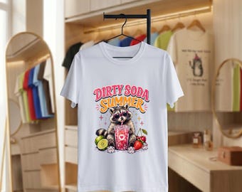 T-shirt graphique estival rétro de raton laveur Dirty Soda