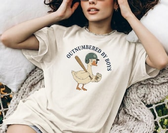 Tired Goose Coffee Mom Shirt, Outnumbered Boys Baseball Tee, Vintage Mama Graphic