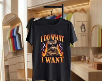 Chemise chat Je fais ce que je veux, t-shirt performance félin rigolo, vêtements de sport animaux sarcastiques, haut à motif animal de compagnie rebelle