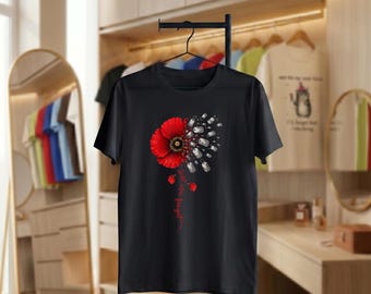 Chemise coquelicot jamais oubliée, t-shirt pour femme Memorial Day, haut vétéran coquelicot rouge, t-shirt graphique fleur du souvenir