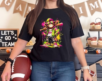 Savage Neon Monkey Baseball Drip T-shirt graphique