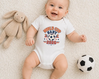 World Cup Baby 2026 Bodysuit | Retro Vintage Soccer Ball Onesie | Cute Newborn Football Gift Boy Girl | Soccer Summer 2026 USA Mexico Canada