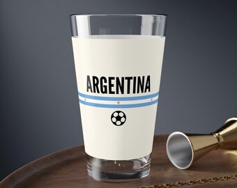 Argentina Soccer Mixing Glass | 2026 Argentinian Football Glass | Albiceleste | Soccer Fan Gift 16oz