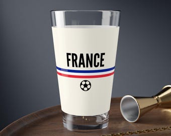 France Soccer Mixing Glass | 2026 French Football Glass | Les Bleus | Soccer Fan Gift 16oz