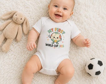 My First World Cup 2026 Baby Bodysuit | Cute Kawaii Soccer Ball Onesie | Football Fan Newborn Gift Boy Girl | Soccer Summer 2026 USA Mexico