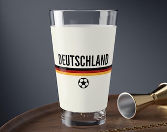 Deutschland Soccer Mixing Glass | 2026 German Football Glass | Fußball Gift | Germany Flag Drinking Glass 16oz