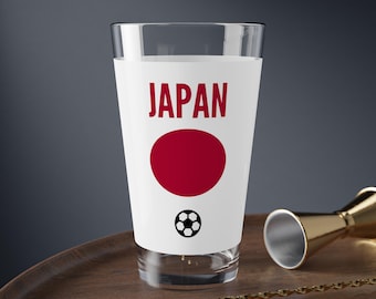 Japan Soccer Mixing Glass | 2026 Japanese Football Glass | Samurai Blue | Soccer Fan Gift 16oz