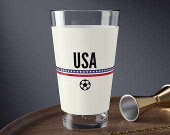 USA Soccer Mixing Glass | 2026 American Football Glass | Stars Stripes | Soccer Fan Gift 16oz