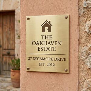 Custom Engraved Solid Brass Plaque – Memorial, Address, Estate Sign – Brushed Finish, Etched Cemetery Sign image 5