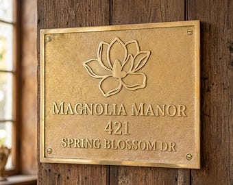 Custom Brass Address Plaque, House Number Sign, Personalized Office & Business Plate, Outdoor Metal Sign