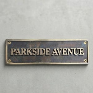 Placa de dirección de bronce personalizada, letrero de número de casa personalizado, fecha de establecimiento, placa con nombre de herencia familiar,