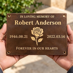 Custom Engraved Solid Brass Plaque – Memorial, Address, Estate Sign – Brushed Finish, Etched Cemetery Sign image 1