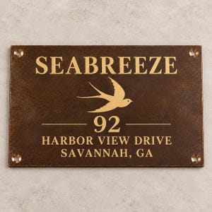 Custom Engraved Solid Brass Plaque – Memorial, Address, Estate Sign – Brushed Finish, Etched Cemetery Sign image 3
