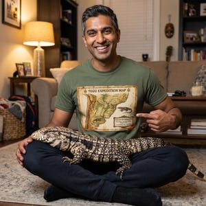 Camiseta Tegu - Mapa de Expedição, Área de Distribuição Nativa Argentina, Área de Distribuição Atual Sua Sala de Estar