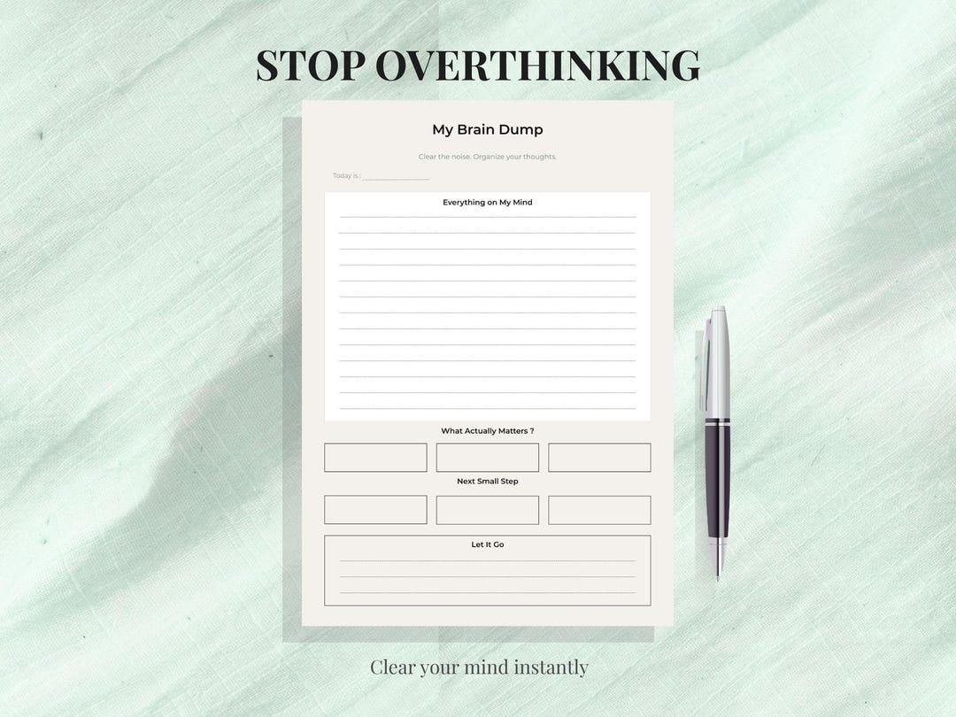 Brain Dump Planner Printable Mental Clarity Planner Overthinking ADHD ...