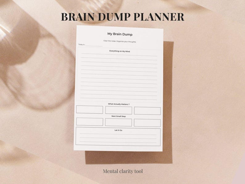 Brain Dump Planner Printable Mental Clarity Planner Overthinking ADHD ...