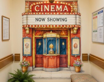 Cinema Movie Theater Wall Mural | Dementia Alzheimer's Friendly Decor | Memory Care Reminiscence Therapy