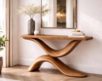 Infinity Curve Console Table – Luxury Solid Wood Entryway Table