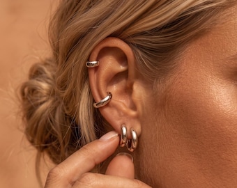 Piercing de concha, implante de titanio, aros de 18 g, 8 mm, cierre de clic, aro tipo huggie, pendiente de cartílago helix para mujer.