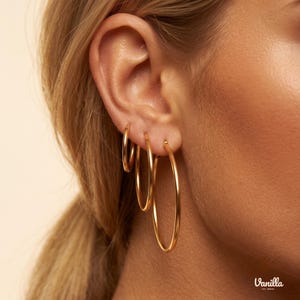 Titanium hoop earrings Implant Gold hoop thin 18G earring Piercing Cartilage Large hoop stack