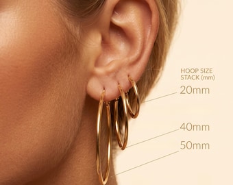 Impianto titanio oro titanio orecchini a cerchio 18G sottili piercing cartilaginei grande stack