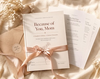 Because of You Mom Printable Book | Mother’s Day Gift from Daughter | Guided Journal PDF | Emotional Keepsake Letter Book