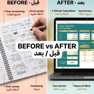 May include: A comparison image showing a manual calculation process labeled "BEFORE" and a digital calculator labeled "AFTER." The "BEFORE" side shows handwritten calculations, while the "AFTER" side displays a calculator interface.