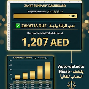 Zakat Calculator Excel Template Arabic and English (Digital Download) image 4