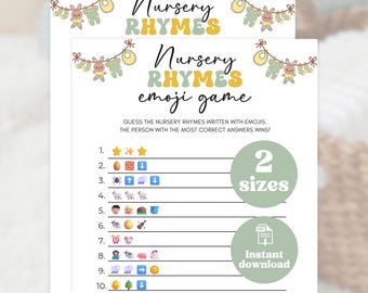 Emojispel kinderliedje, babyshower-emoji, babyquiz afdrukbaar, pdf-download