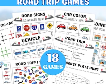 Roadtripgames voor kinderen, autoactiviteiten, reisgames voor kinderen, printables roadtrip voor kinderen, pdf-download