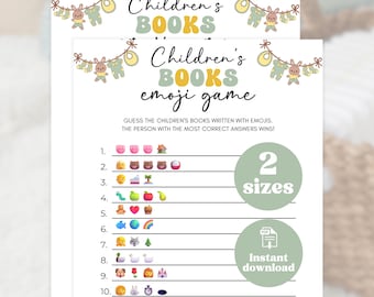 Emoji-spel kinderboeken, babyshower-emoji, spel babystrooisel, afdrukbare pdf