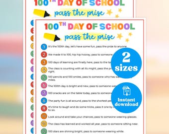100e schooldag, pass The Prize, klasfeestspel, leuke activiteit eindejaar, afdrukbare pdf