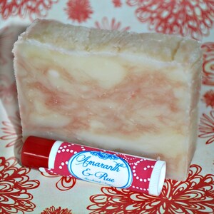 Raspberry Swirl Handmade Soap and Lip Balm Set