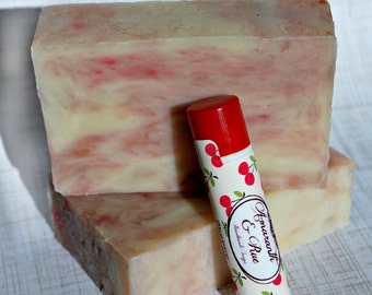 Cherry Handmade Soap and Lip Balm Set