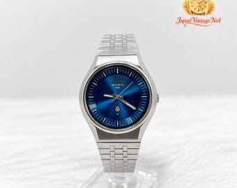 Reloj Seiko 0920-8010 de cuarzo azul, vintage de 1975 [N MINT], procedente de Japón.