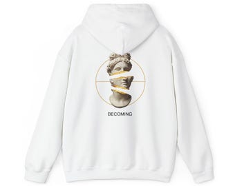 Becoming Sculptural Hoodie  Artistic Marble S | Graphic Hoodie | Dark Academia Streetwear | Unisex Streetwear Gift