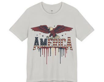 Patriotic Eagle Shirt - American Flag Drip Graphic Tee, 4th of July T-Shirt, USA Pride Independence Day Gift