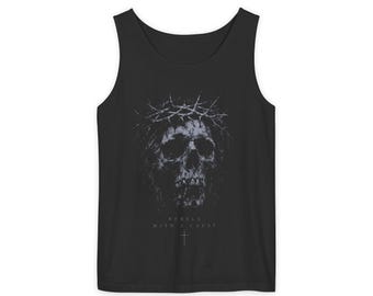 Skull with Crown of Thorns Tank Top | Sleeveless Tank Top | Dark Gothic Aesthetic | Unisex Streetwear Gift