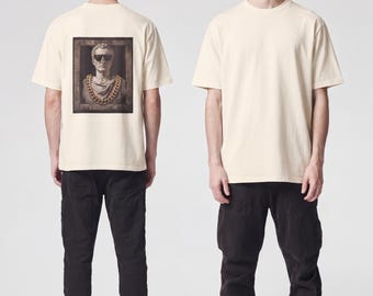 Roman Bust Portrait T-Shirt | Vintage Statue with Gold Chain Graphic Tee | 90s Hip Hop Antiquity Streetwear Shirt | Pop Art Museum Gift