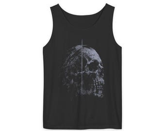 Skull Profile Tank Top - Dark Grunge Aestheti | Sleeveless Tank Top | Dark Gothic Aesthetic | Unisex Streetwear Gift