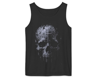 Gothic Skull Cross Tank Top | Sleeveless Tank Top | Dark Gothic Aesthetic | Unisex Streetwear Gift