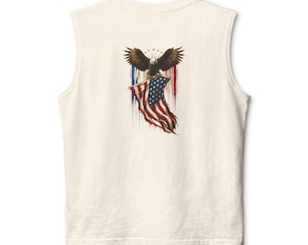 Tanktop Patriotic Eagle - 4 juli shirt Amerikaanse vlag, God Bless America, uniseks mouwloos T-shirt, VS cadeau