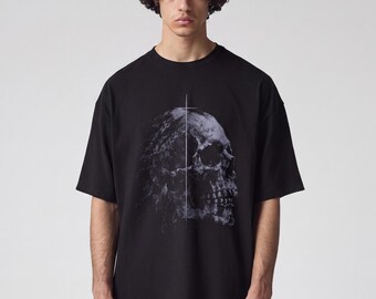 Gothic Skull Profile Graphic T-Shirt | Graphic T-Shirt | Dark Gothic Aesthetic | Unisex Streetwear Gift