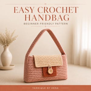 Beginner Crochet Handbag Pattern, Easy Structured Flap Purse, Bulky Yarn PDF