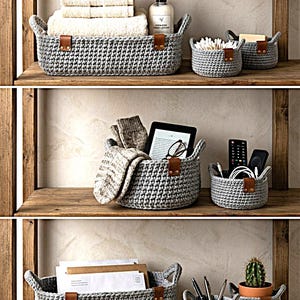 Modern Crochet Basket Pattern PDF, Storage Basket Crochet Pattern, Rope Basket Pattern, Nesting Basket, Home Organizer Basket image 5