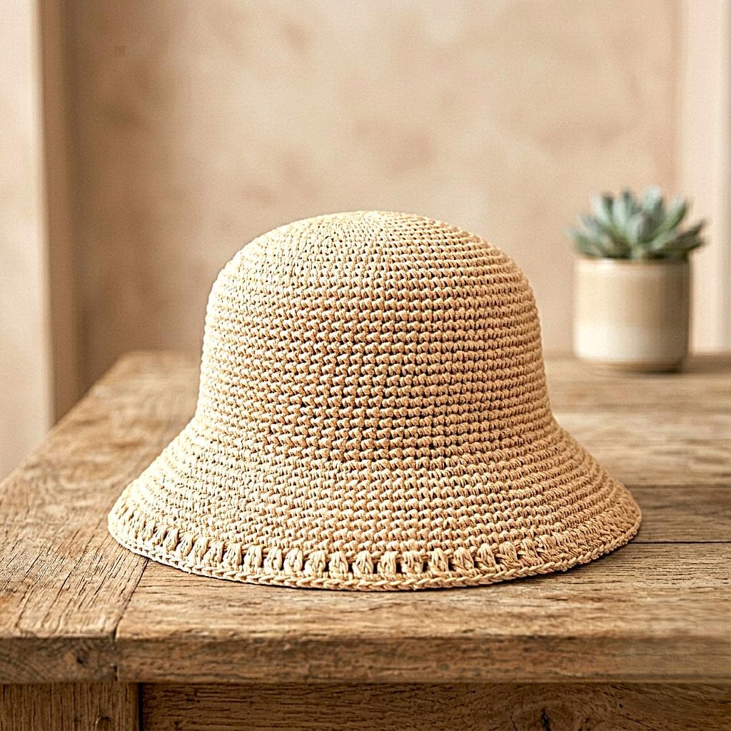 Easy Crochet Raffia Bucket Hat
