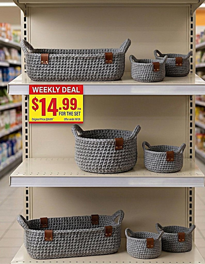 Modern Crochet Basket Pattern PDF, Storage Basket Crochet Pattern, Rope Basket Pattern, Nesting Basket, Home Organizer Basket image 6