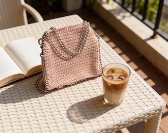 Falabella Bag - Pink and Steel - 21x23x4